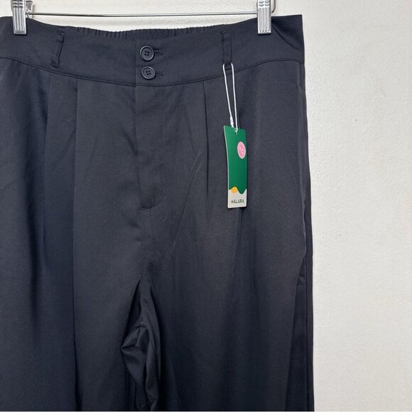 Halara Womens 44 Tapered High Waisted Button Straight Leg Trouser In Black - Picture 5 of 14